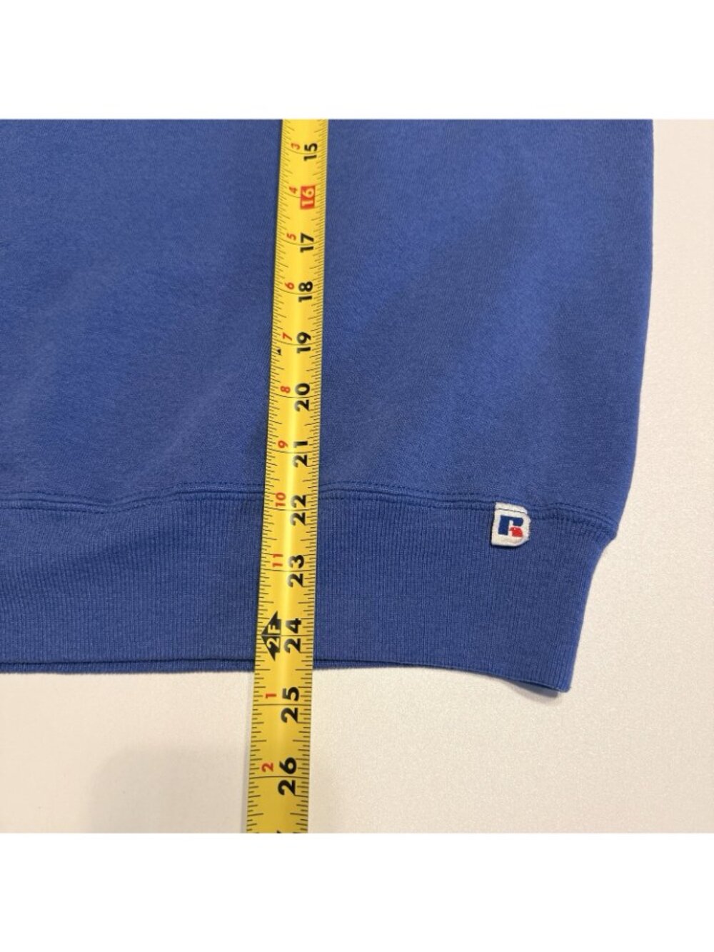 Vintage 90s Russell Athletic Crewneck Sweatshirt Blank Made in USA Blue Large L - Picture 9 of 9